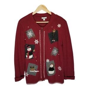 The Most Beautiful Vintage Christmas Sweater Cardigan Silk Blend Size Small